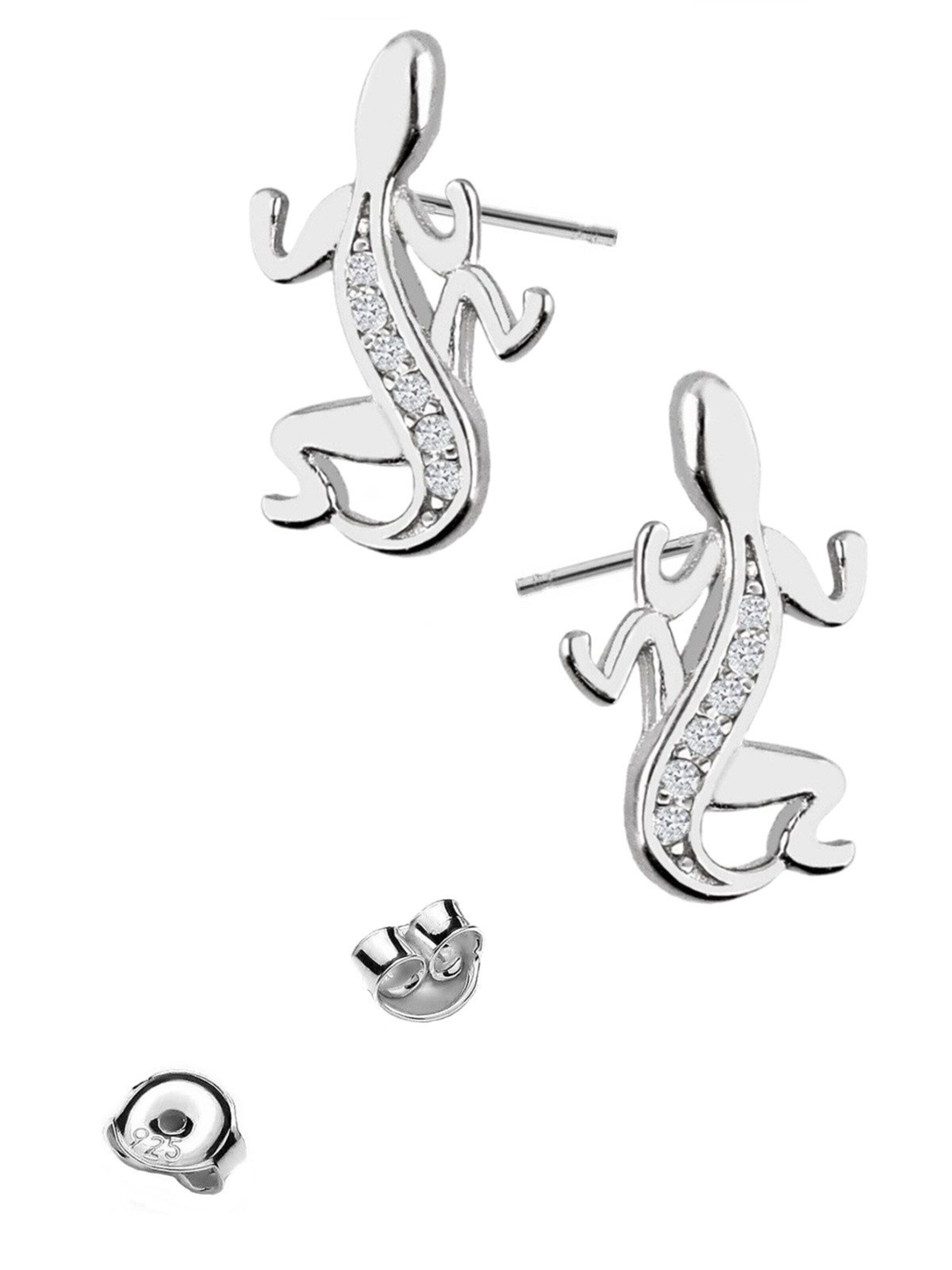 Goldene Hufeisen Earrings 'Echse' in Silver: front