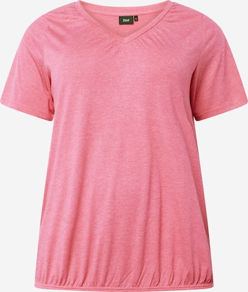 Zizzi T-Shirt 'LONE' in Pink: predná strana