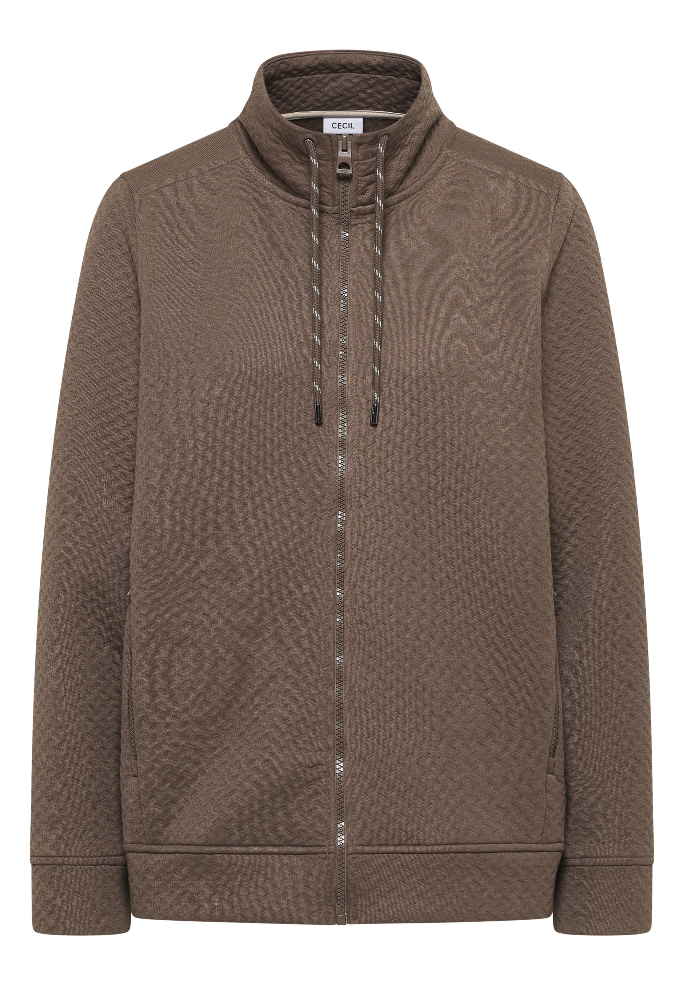 CECIL Zip-Up Hoodie in Brown: front
