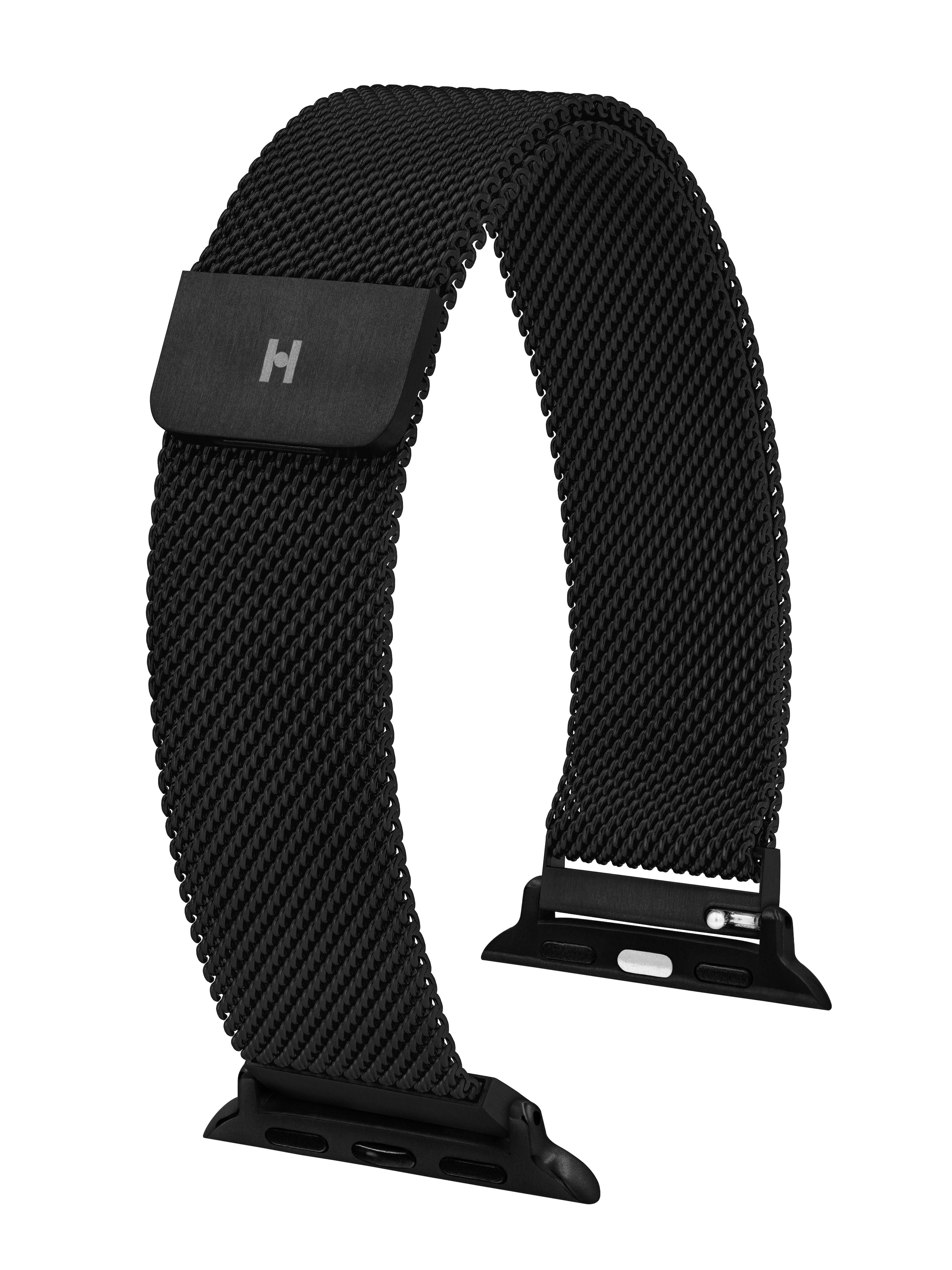 HIRSCH Armbänder - Reloj digital 'Milanaise for Apple Watch' en negro: frente