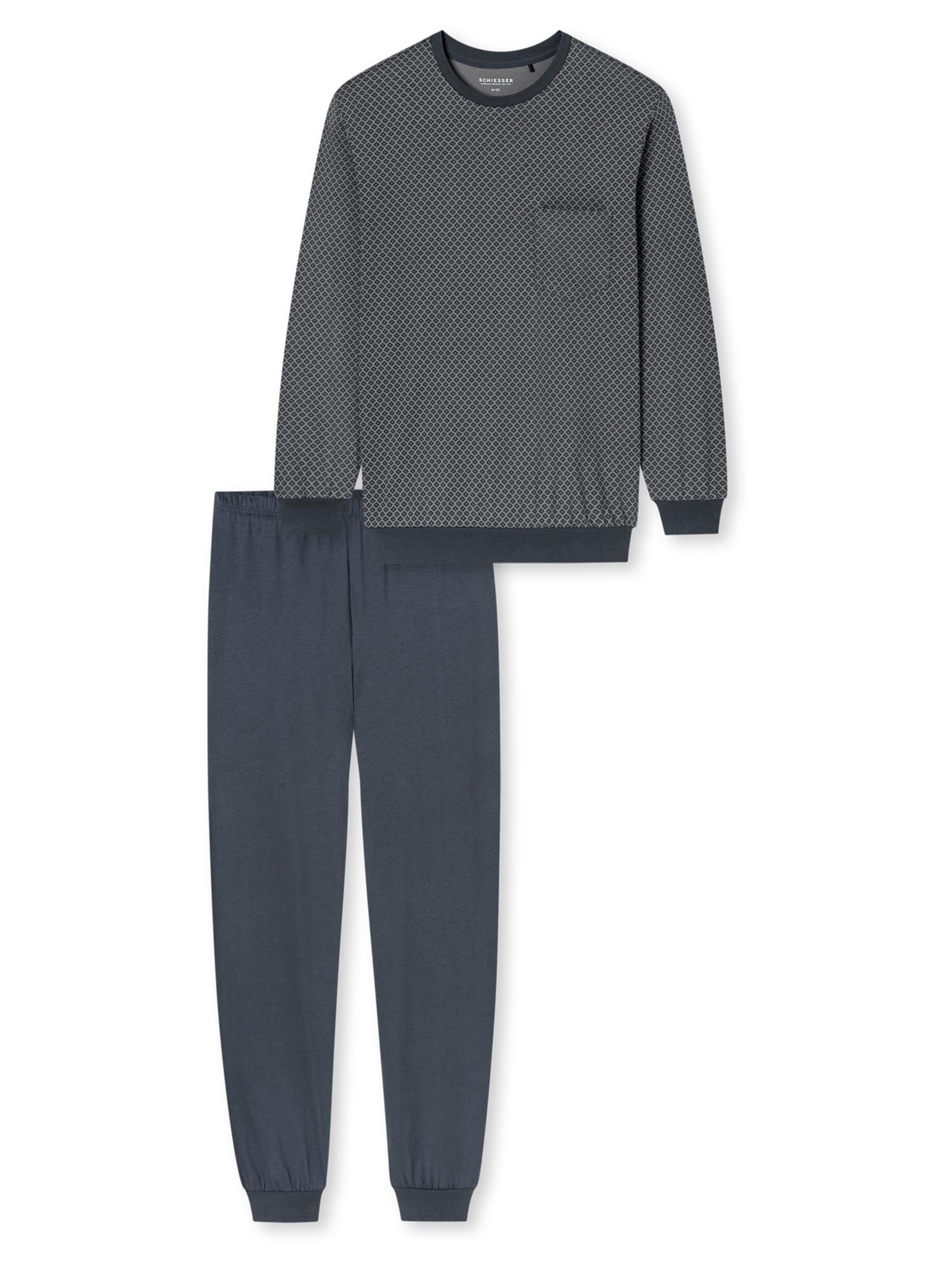 SCHIESSER Pyjama lang 'Comfort Essentials'‌‌‌‌‌‌ in Grau: Vorderseite
