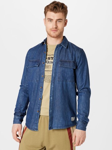 !Solid Regular fit Between-Season Jacket in Blue: front