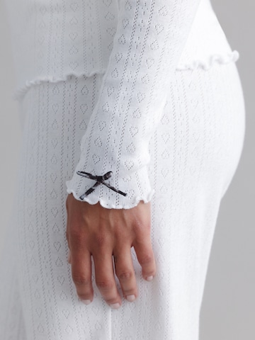 Pyjama 'Longsleeve Shirt Pointelle' Hey Honey en blanc