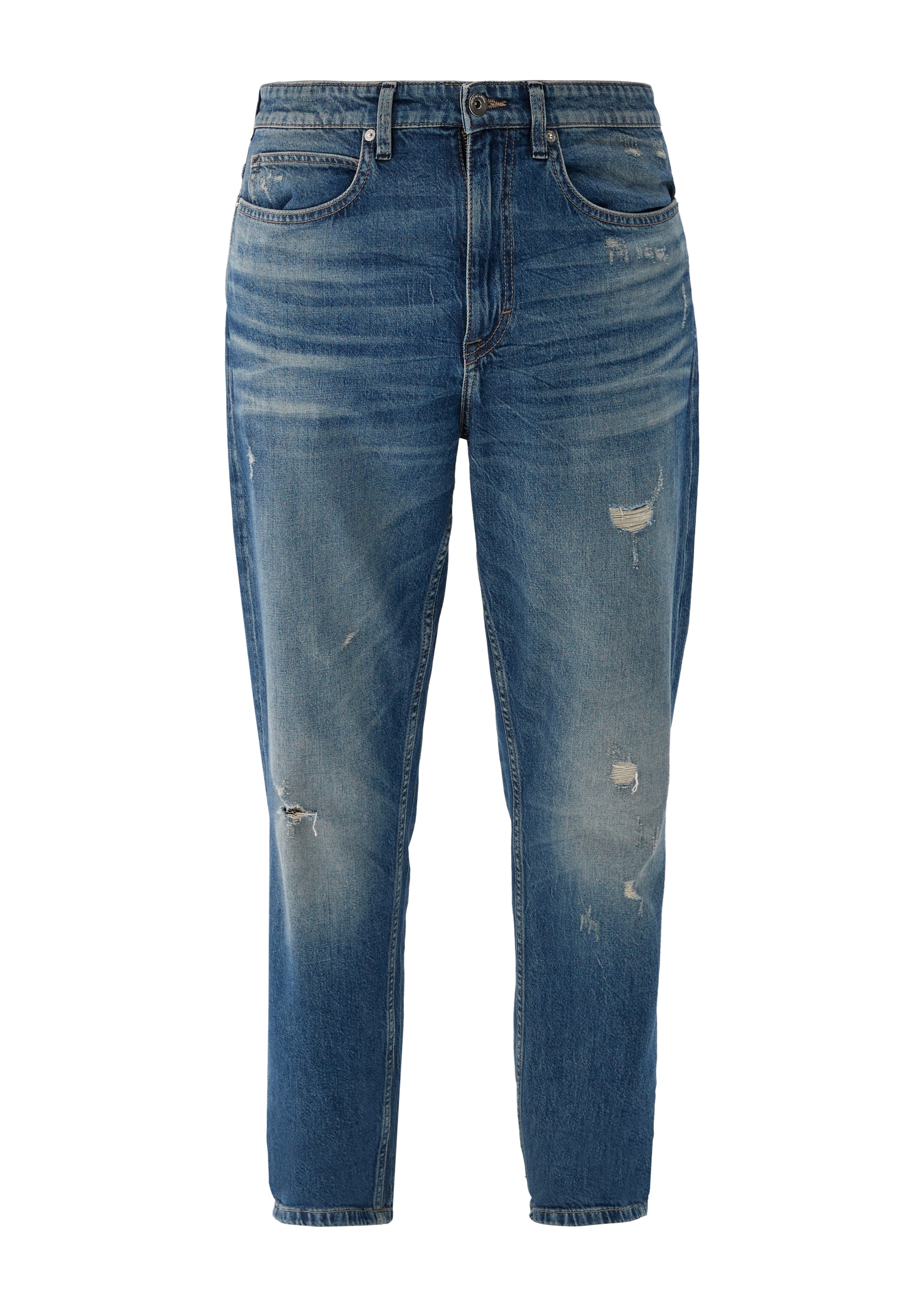 QS Tapered Jeans in Blauw: voorkant