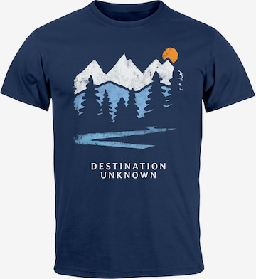 Neverless Shirt 'Destination unknown' in Blau: Vorderseite