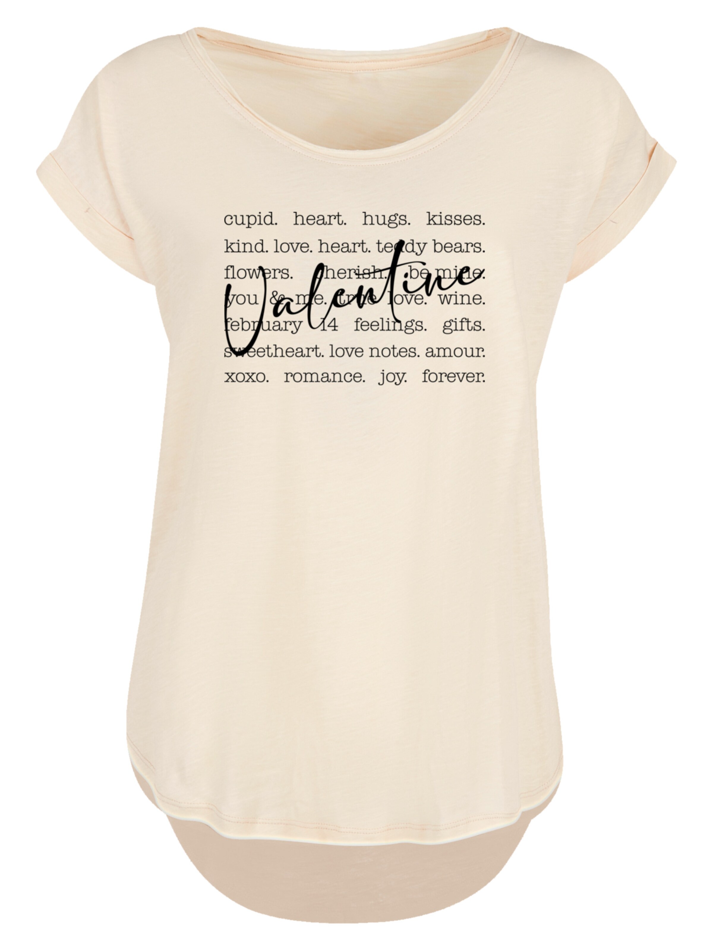 T-shirt 'Valentine Herz Hugs Kisses Love Flowers Joy' F4NT4STIC en beige : devant