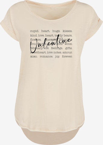 F4NT4STIC T-Shirt 'Valentine Herz Hugs Kisses Love Flowers Joy' in Beige: Vorderseite