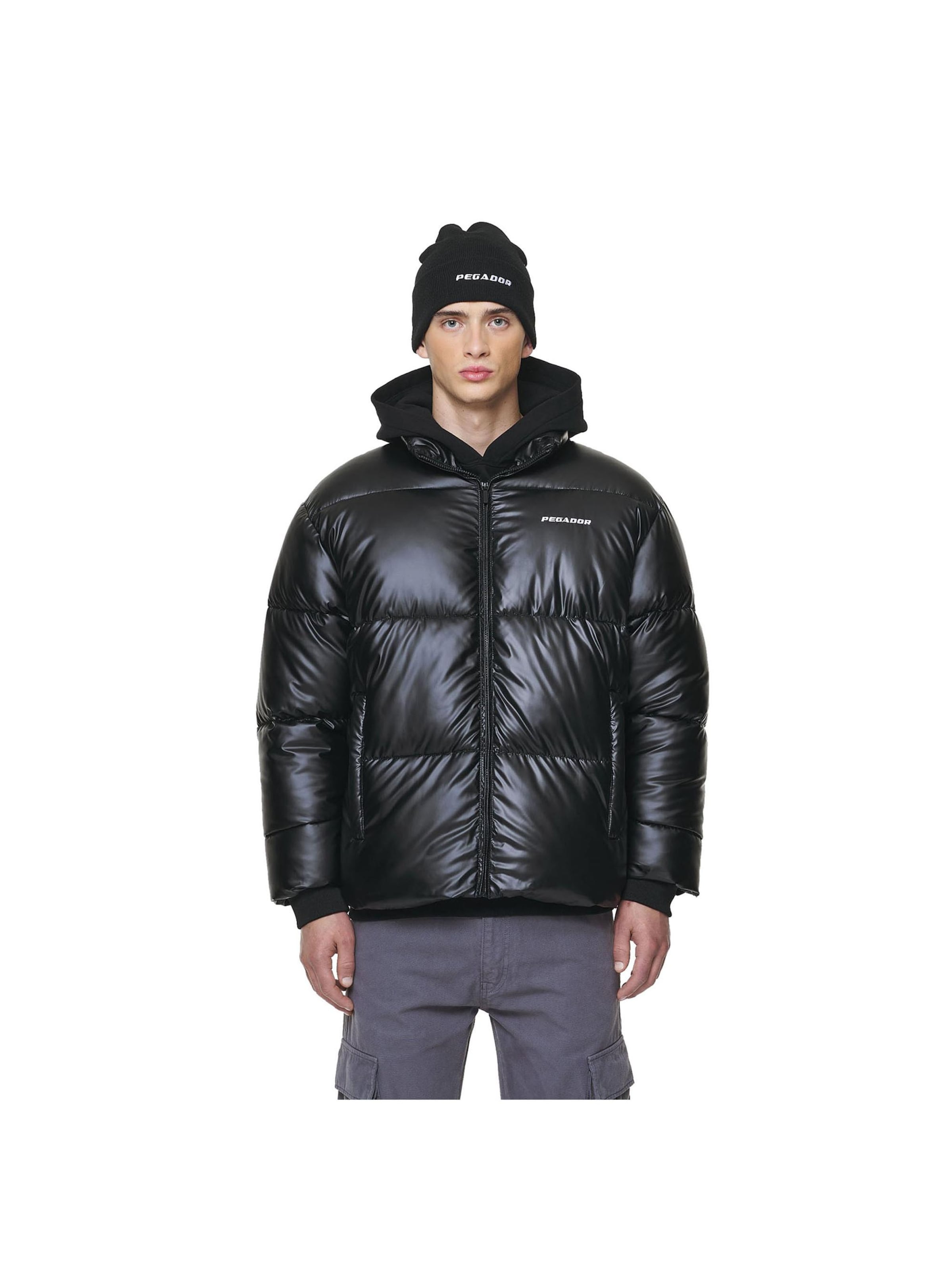 Pegador Winter Jacket 'Solin Glossy' in Black: front