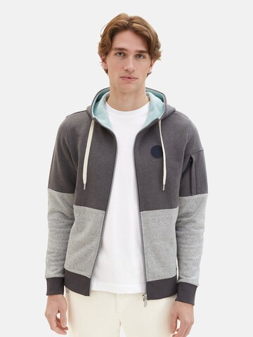 TOM TAILOR Zip-Up Hoodie in Grey: front