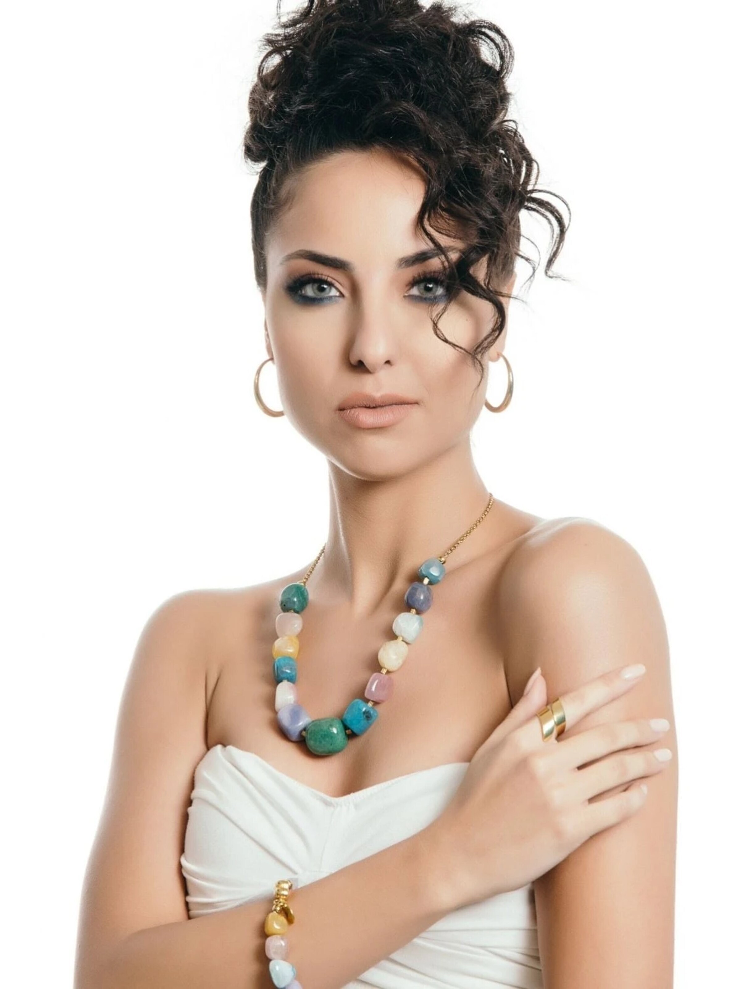 THE GEM STORIES JEWELRY Kette 'Colorful Agate Necklace'‌‌‌‌‌‌ in Mischfarben: Vorderseite