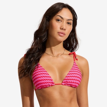 SeafollyTrokutasti Bikini gornji dio - roza boja: prednji dio