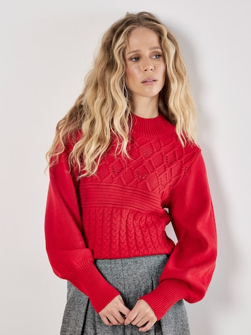 Pull-over ' ' Apricot en rouge : devant