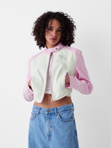 Bershka Přechodná bunda – pink: přední strana