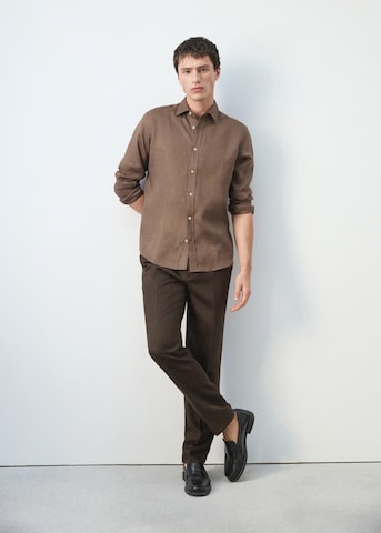 MANGO MAN Regular fit Button Up Shirt 'Parrot' in Brown