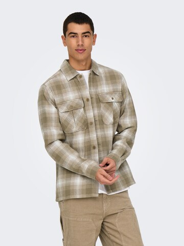 Only & Sons Regular fit Overhemd 'ONSCedric' in Beige: voorkant