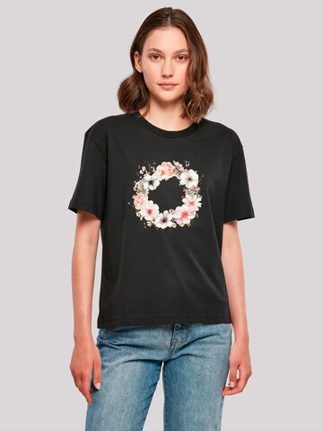 F4NT4STIC Shirt 'Rosa Blumenkranz' in Zwart: voorkant