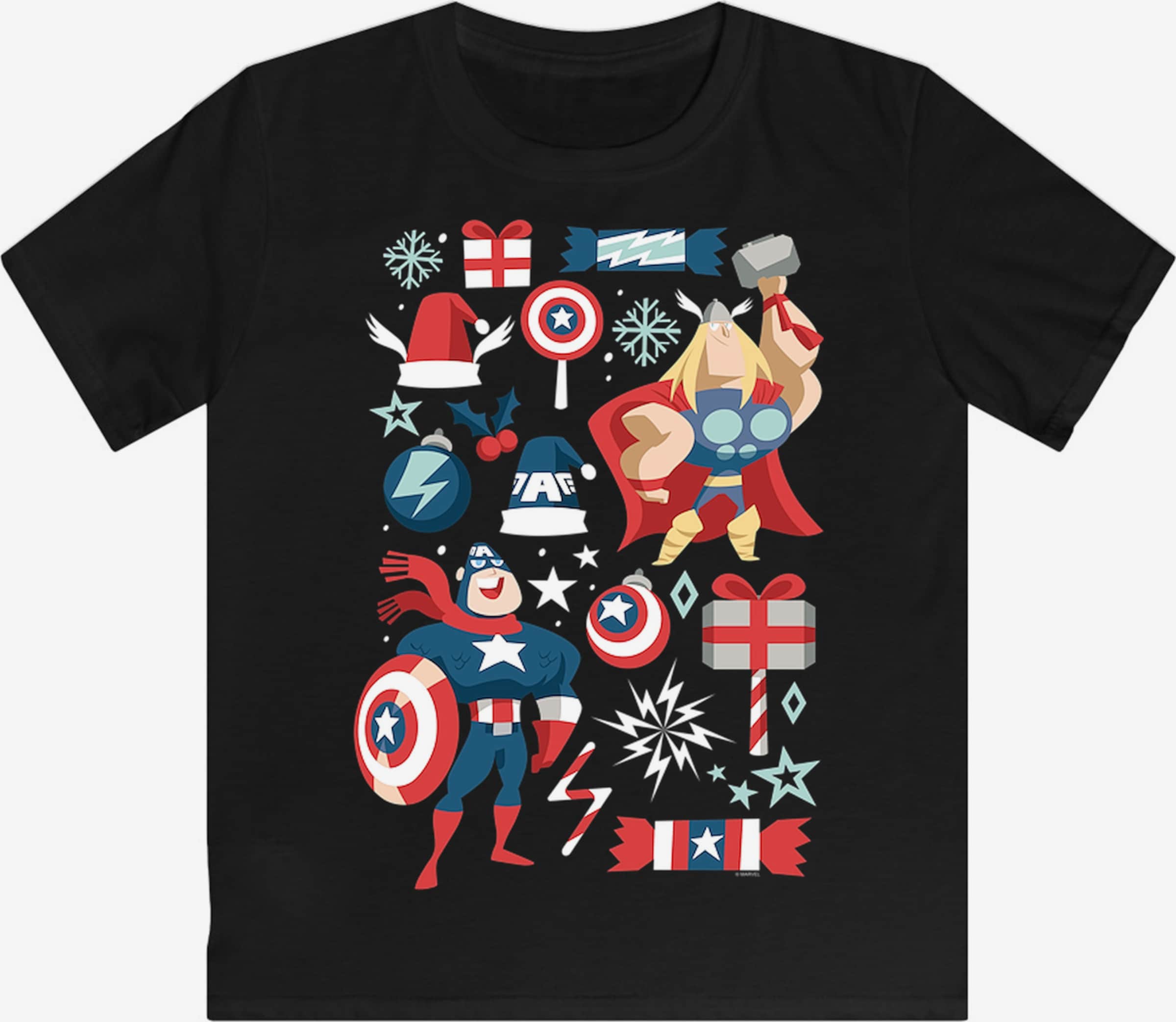 F4NT4STIC Shirt \'Marvel Universe Thor And Captain America Weihnachten\' in  Black | ABOUT YOU