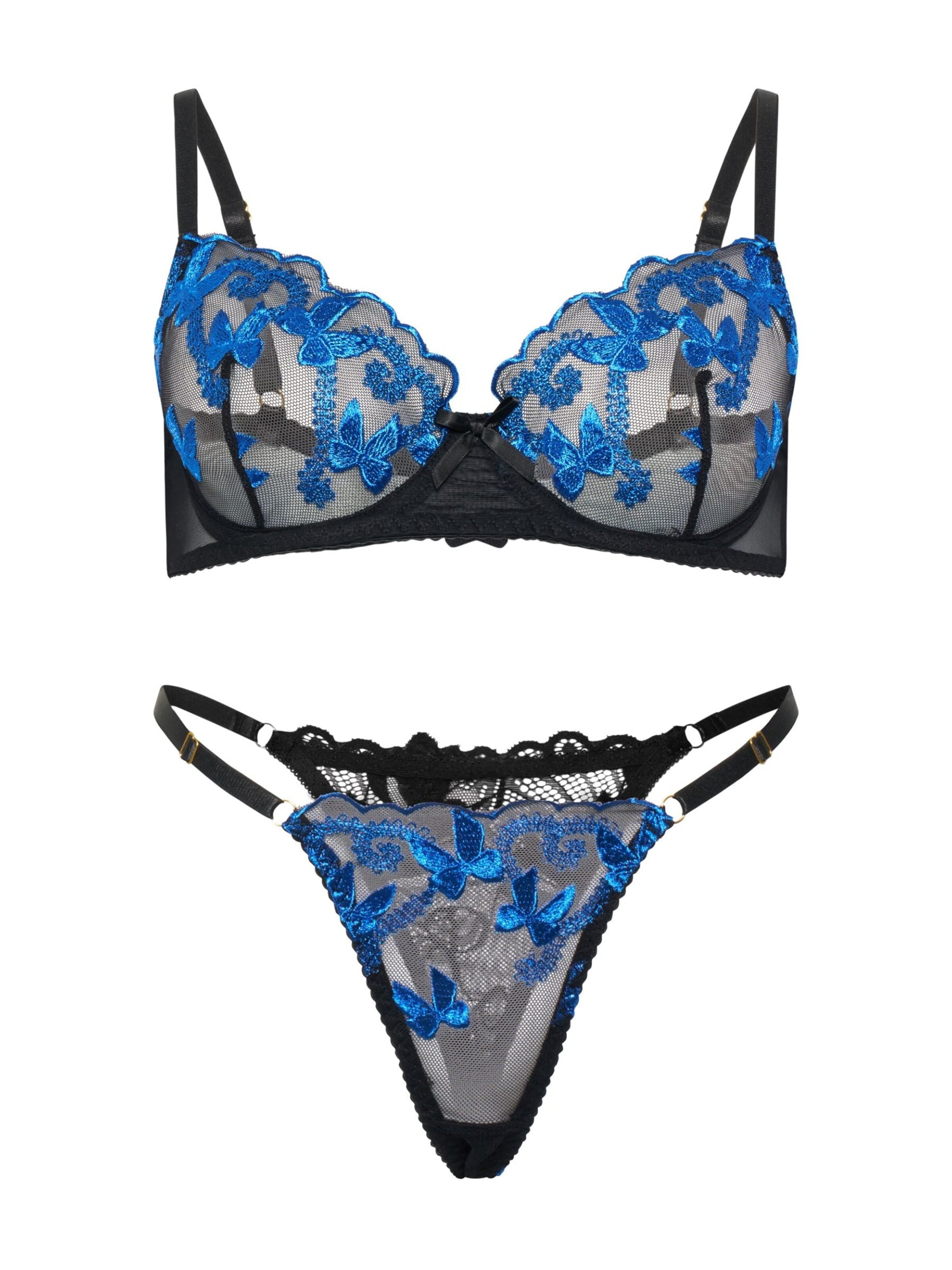 Orchibelle Balconette Underwear Sets in Blue: front