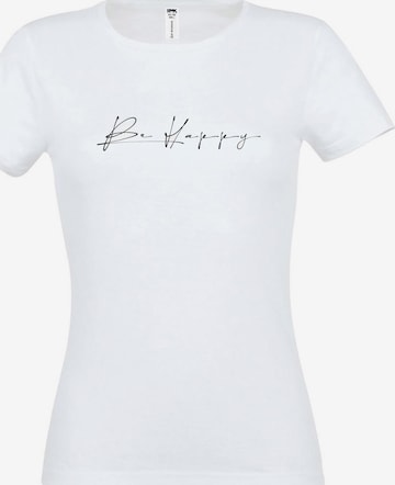 RMK Shirt 'Be Happy' in Weiß: Vorderseite
