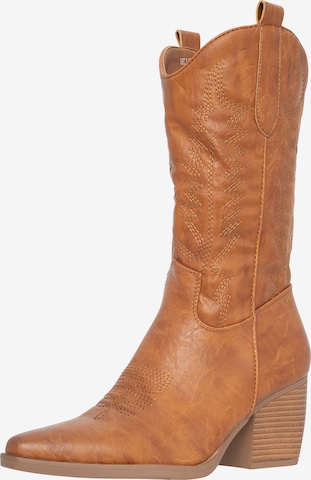 Bottes de cowboy Elara en marron : devant