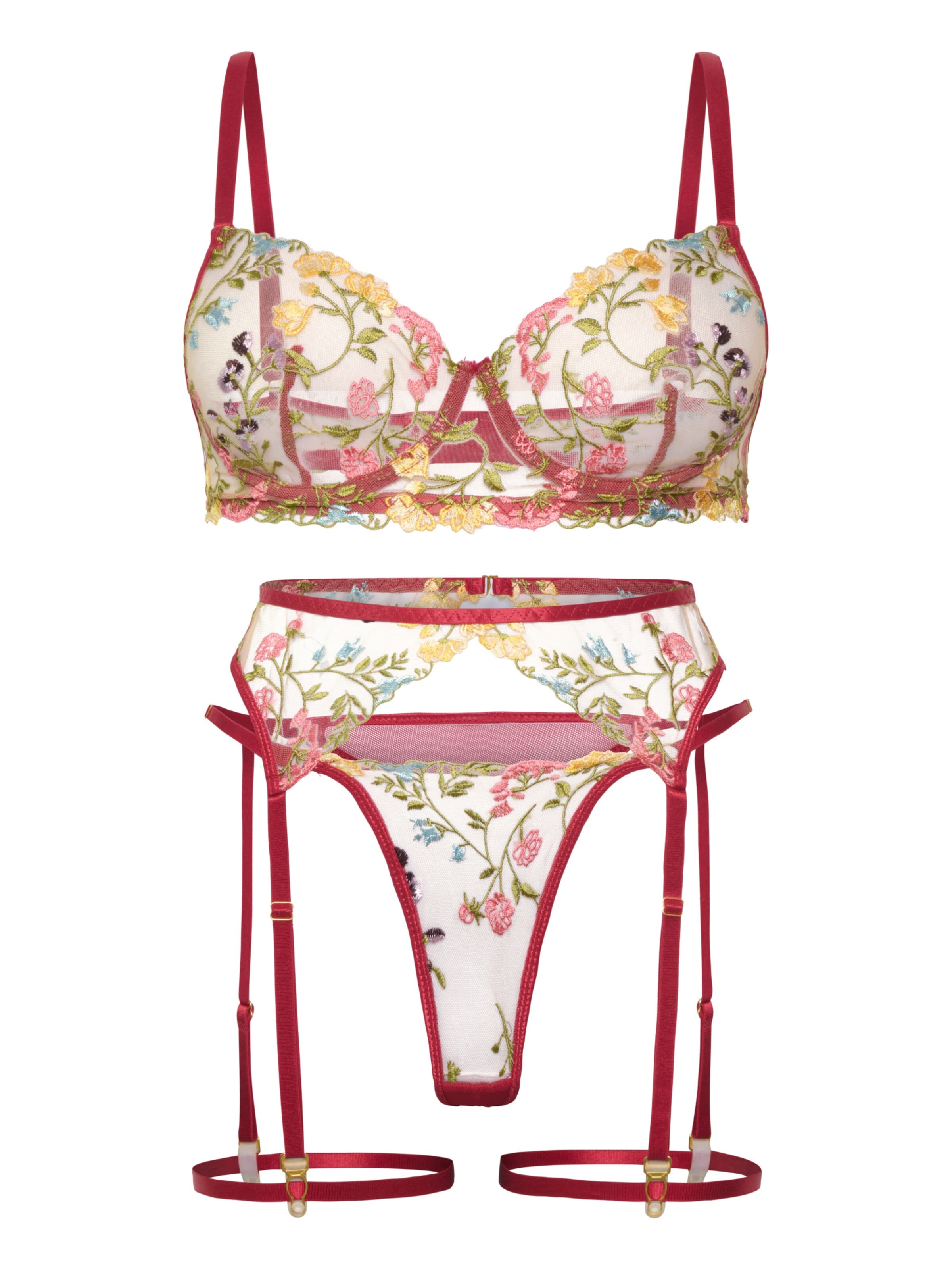 Orchibelle Underwear Sets in Red: front