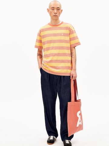 ARMEDANGELS T-Shirt MAARKOS STRIPES in Orange