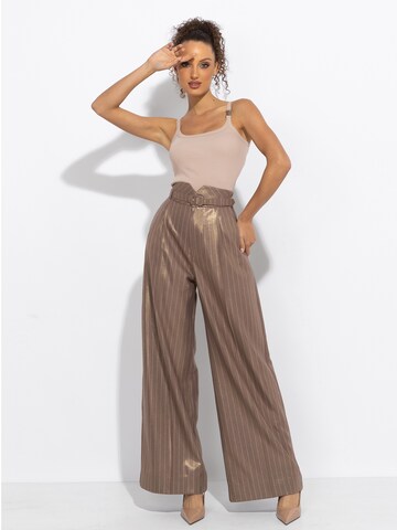 JIORO Wide leg Pants 'ESSENTIALS' in Beige