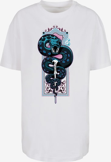 F4NT4STIC T-shirt oversize 'Harry Potter Neon Nagini' en aqua / rose / noir chiné / blanc, Vue avec produit