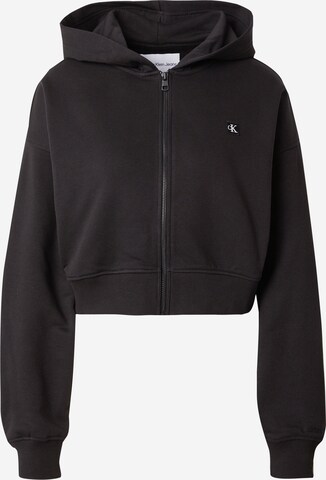 Calvin Klein Jeans Zip-Up Hoodie in Black: front