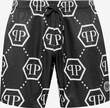 Philipp Plein - Calções de banho em preto: frente