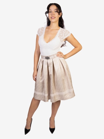 Trachtl Trachtenrock 'BeigeWeiss' in Beige: Vorderseite