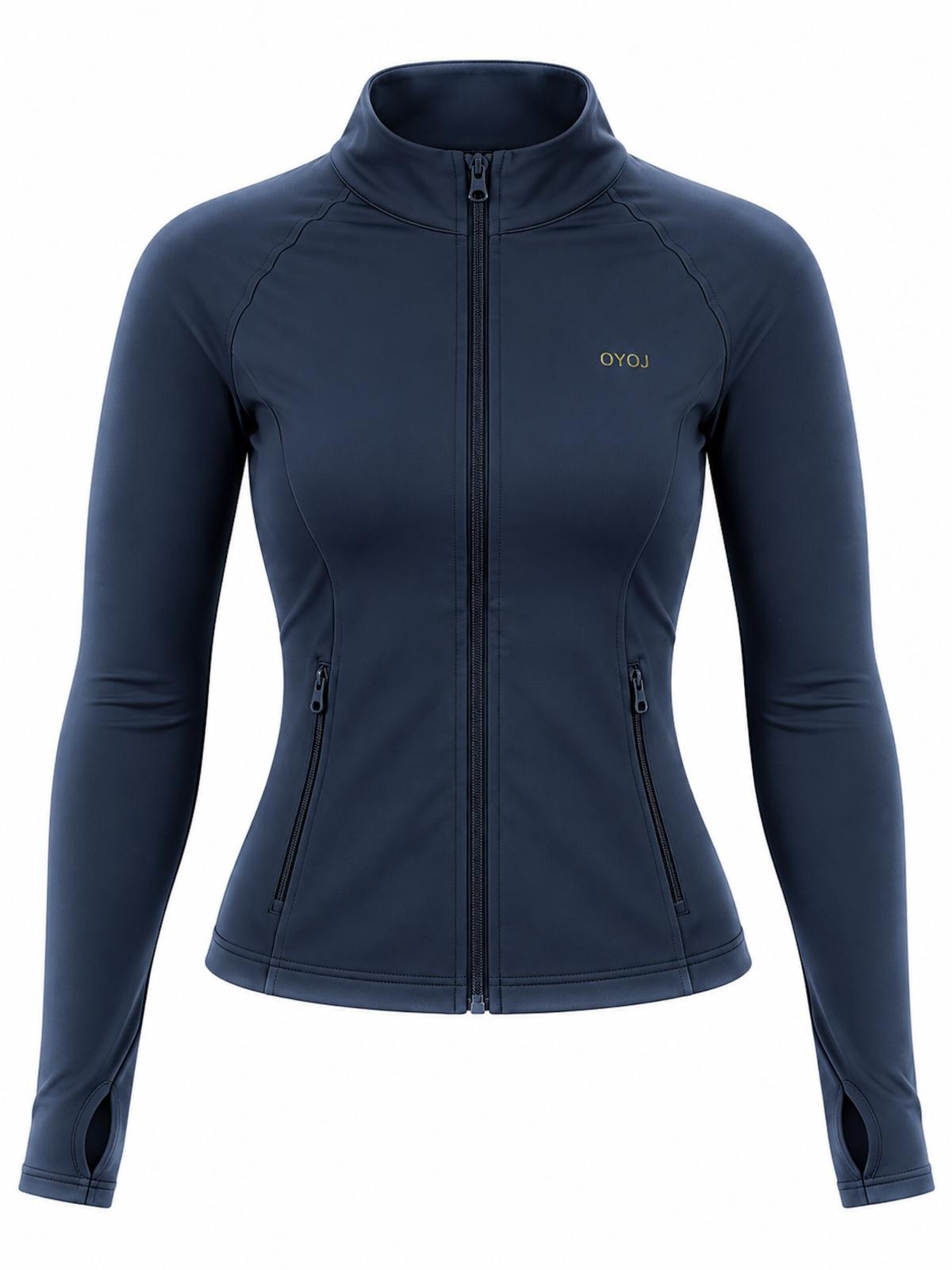 OYOJ Träningsjacka 'Shape Performance Zip Jacket - Navy' i blå: framsida