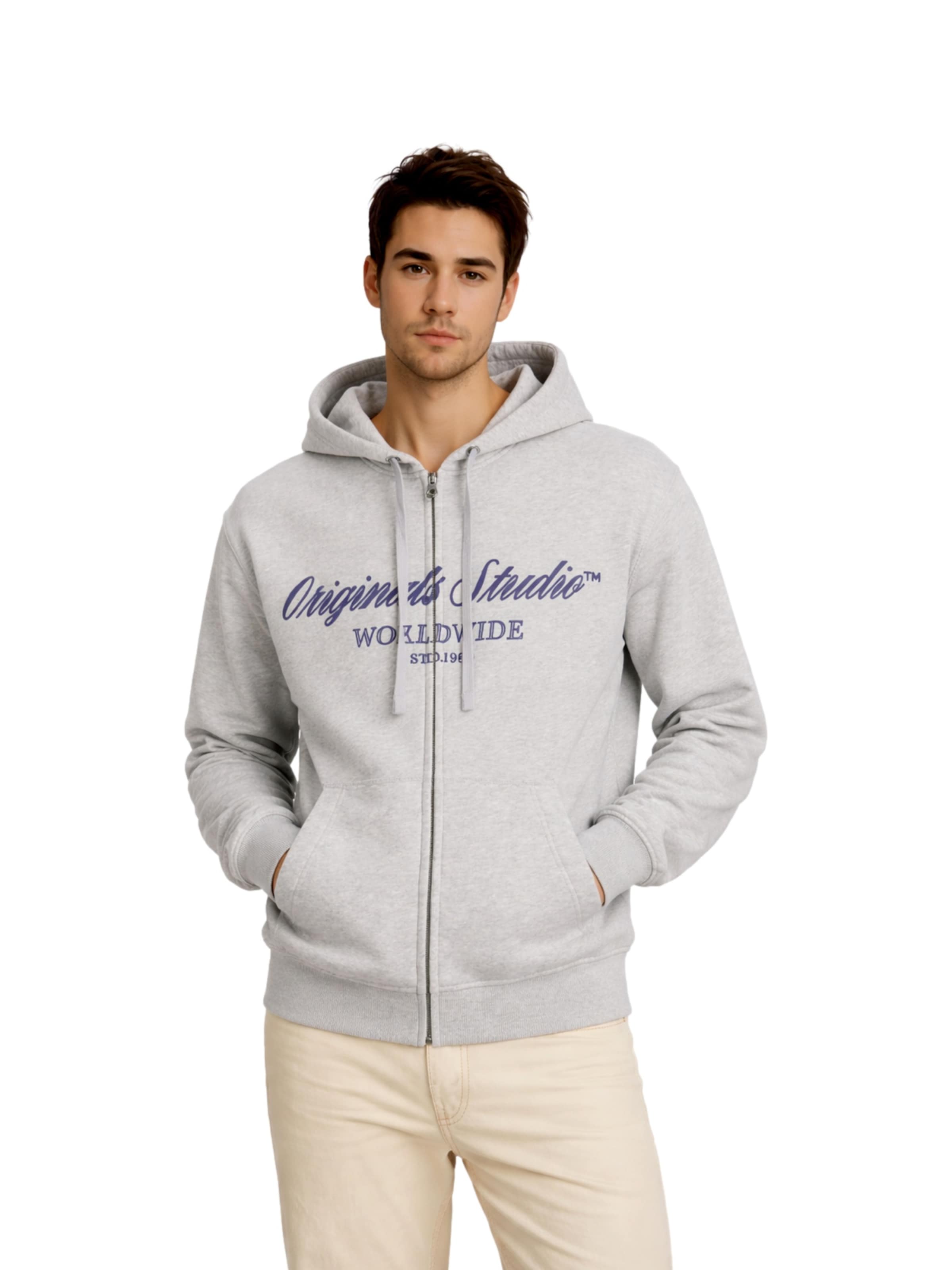 JACK & JONES Sweatjacke 'Norrebro' in Grau: Vorderseite