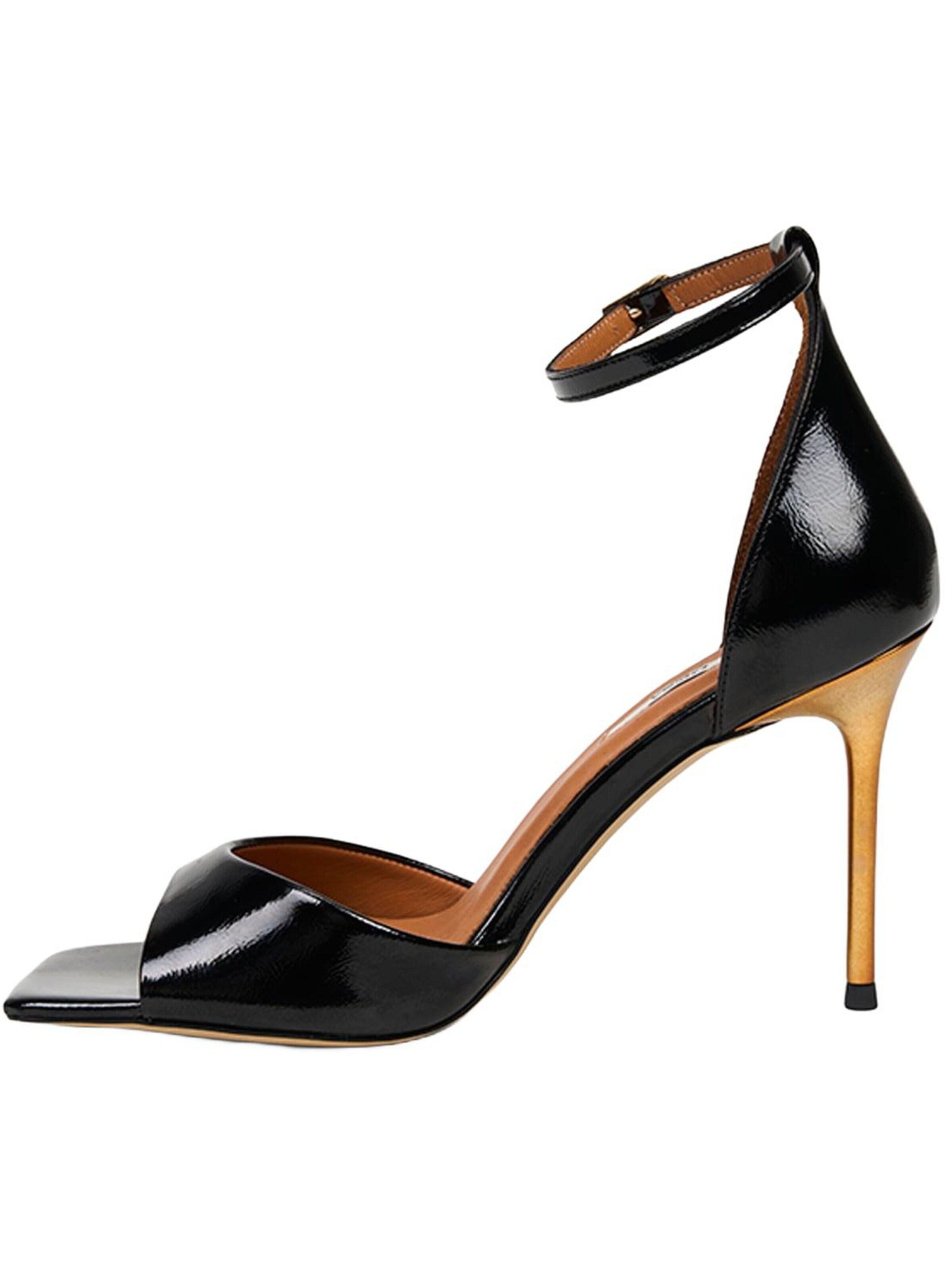 Desa - Sandalias con hebilla 'DESA Damen-Abendsandalen aus Lackleder mit einem Riemen' en negro