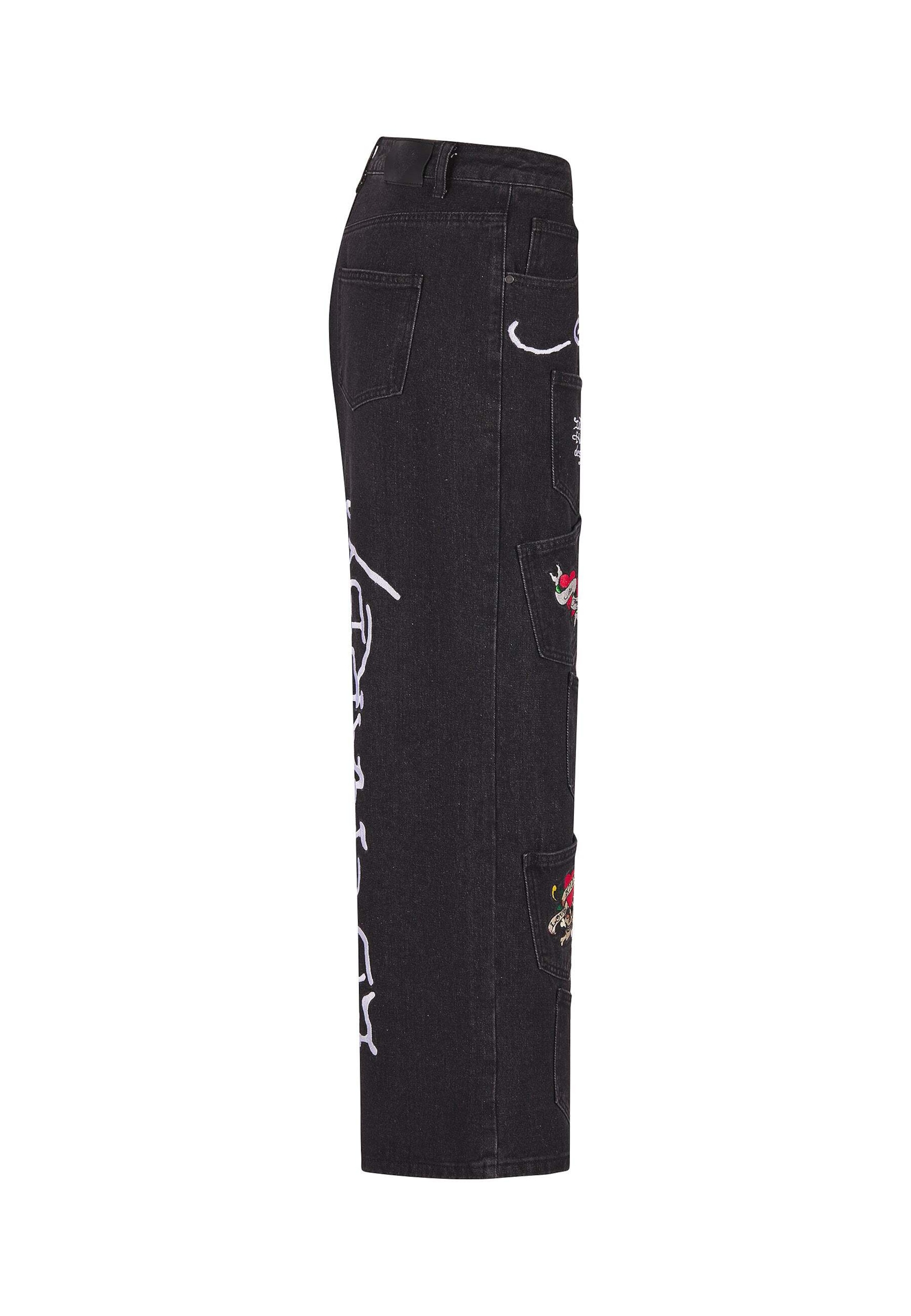 Ed Hardy Loosefit Jeans i svart