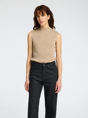Tops en tricot SELECTED FEMME en beige : devant