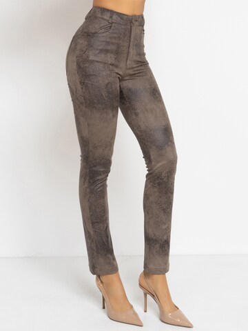JIORO Skinny Broek in Bruin