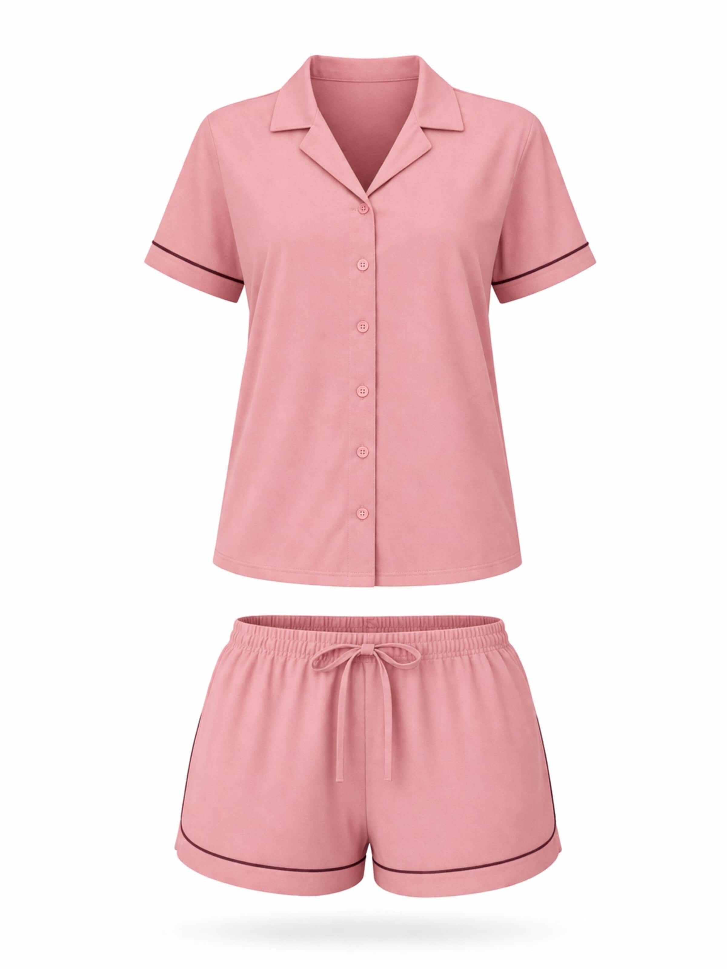 LEAFLETIC - Pijama de pantalón corto 'Leafletic Women’s Night Wear Short Set' en rosa: frente