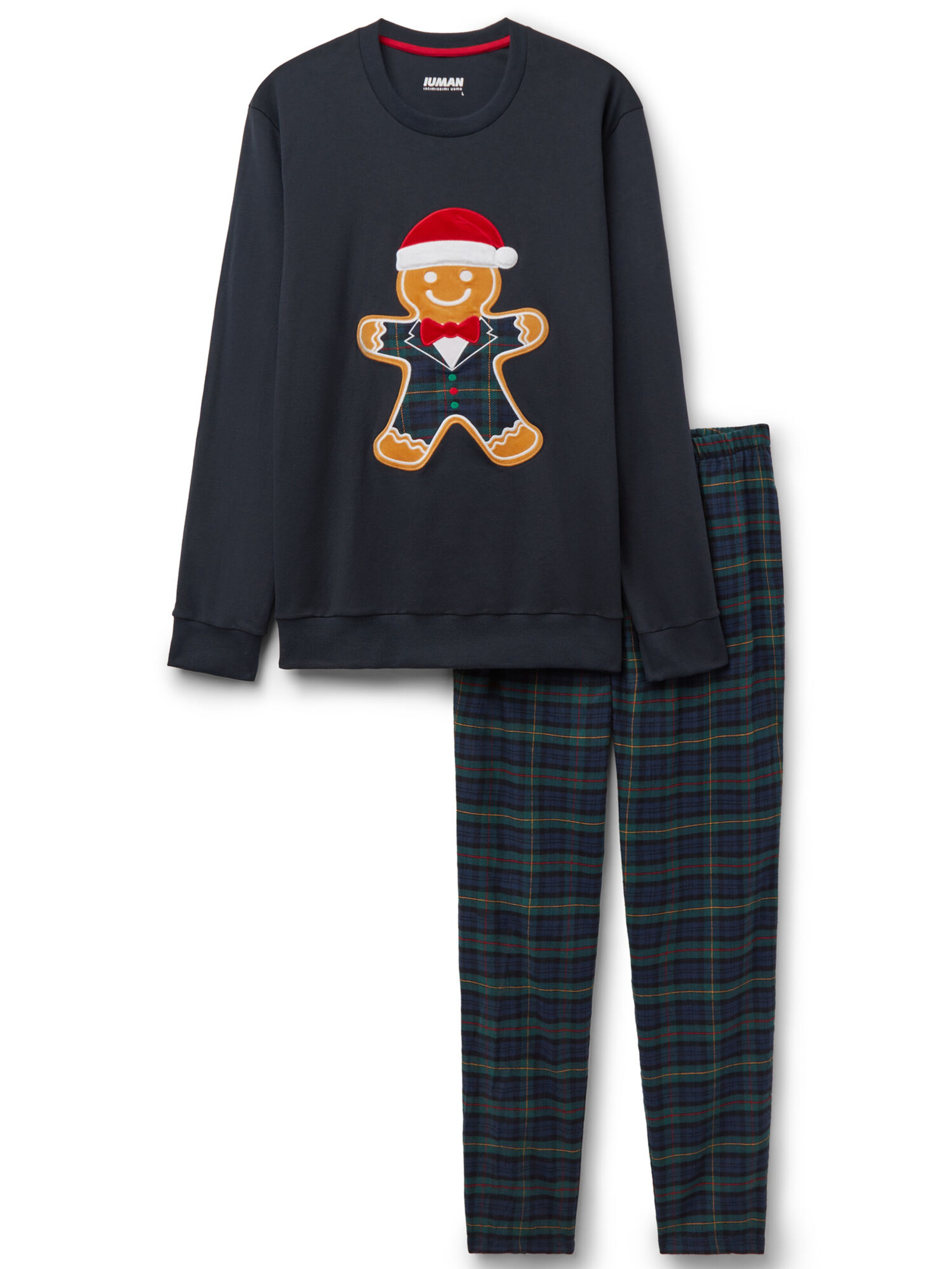 IUMAN Intimissimi Uomo Long Pajamas in Indigo / Yellow / Fir, Item view