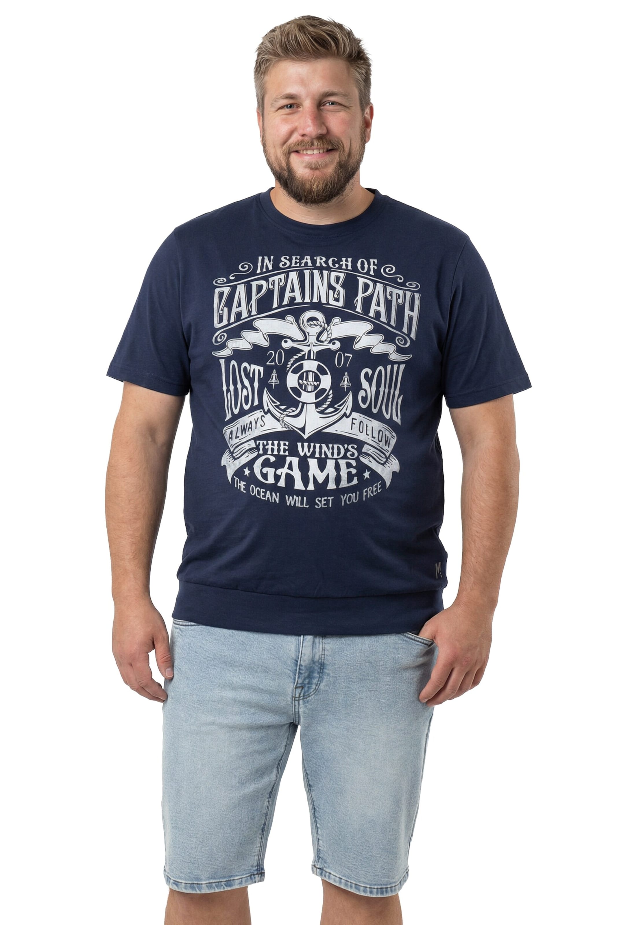 Men Plus Shirt in Blauw: voorkant