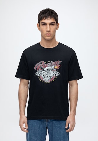 JACK & JONES Shirt 'JORRETRO ACTION MOVIE' in Zwart: voorkant