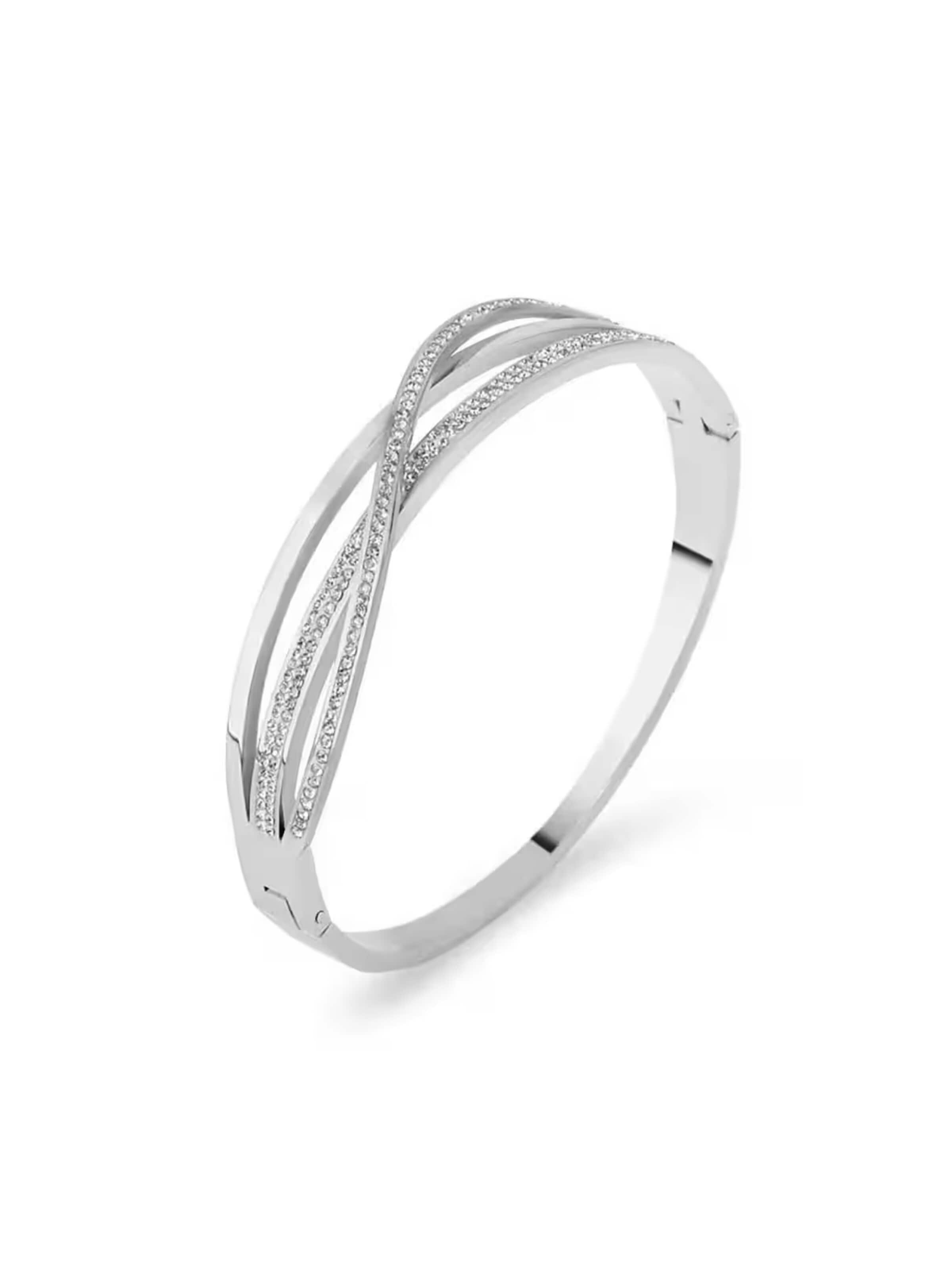 ROUGEMONT Jewellery Bracelet 'Moderner Damen Armreif mit Zirkonia Besatz 18cm' in Silver: front
