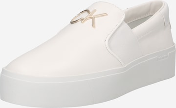 Calvin Klein - Sapatilhas slip-on em branco: frente