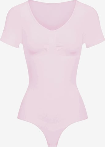 cfab Shapingbody 'T-Shirt Bodysuit Sculpting Shapewear mit String' in Roze: voorkant