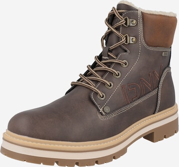 TOM TAILOR Lace-Up Boots in Brown: front