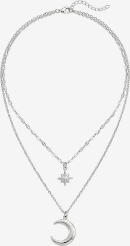 Nemomatheo Necklace 'Nachthimmel – Elegante Schichtkette mit Mond & Stern' in Silver: front