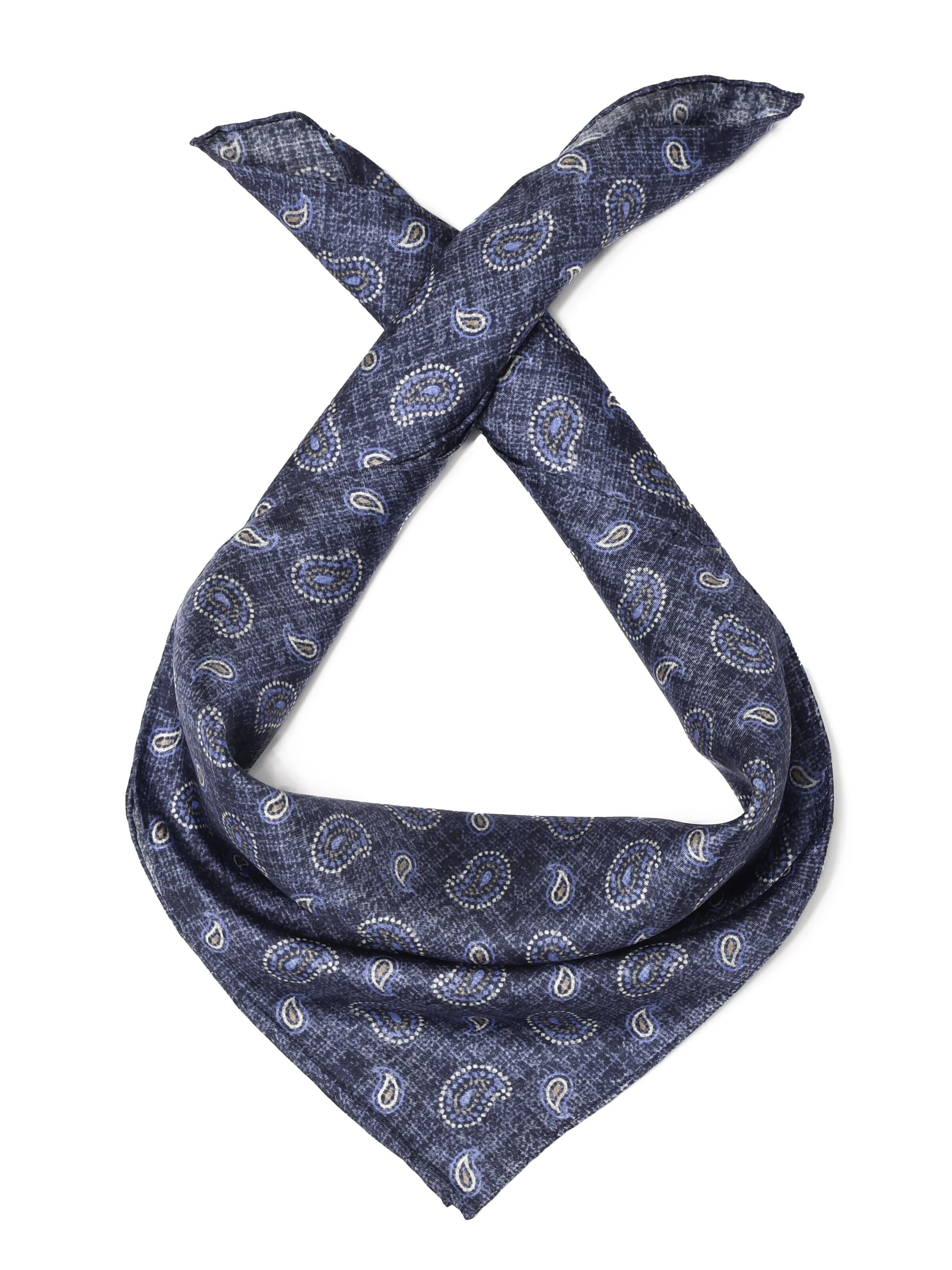 MayTree - Chal 'Herrenseidentuch in Stone-washed-Optik Jeansblau' en azul