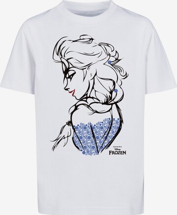 F4NT4STIC Shirt 'Disney Frozen Elsa Sketch Mono' in White: front