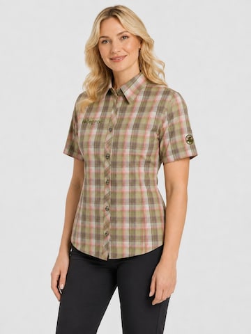 deproc Athletic button up shirt 'Outdoorbluse Copper Damen Kurzarmbluse kariert Funktionsbluse' in Green