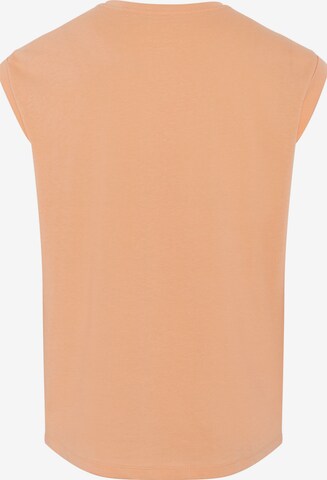 Oklahoma Jeans Top ' mit Palmen-Motiv ' in Orange